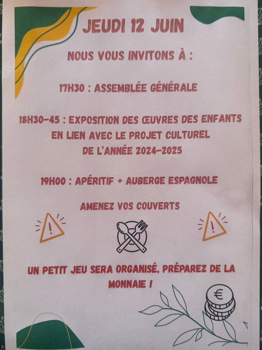 Rendez vous le Jeudi 12&nbsp;juin